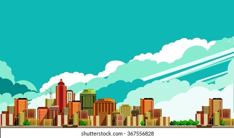 vector illustration big city panoramic view on a white background