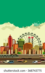 vector illustration big city panoramic view on a white background