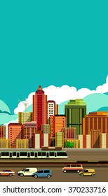 vector illustration big city panoramic view on a white background