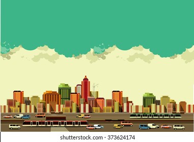 vector illustration big city panoramic view on a white background