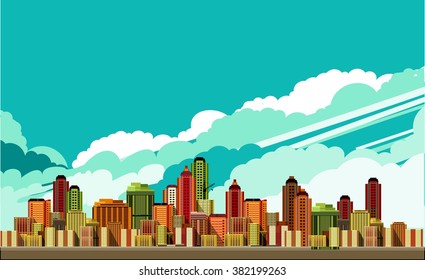 vector illustration big city panoramic view on a white background