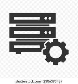 Vector illustration of big data settings icon in dark color and transparent background(png).