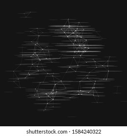 Vector illustration of a big data vizualization. Abstract plexus structure. Futuristic infographics. Suitable for illustration of block chain technology, social network or business analytics reports.
