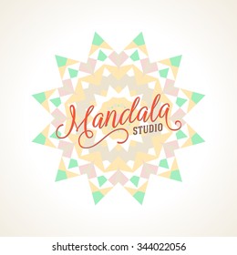 Vector illustration of big detailed mandala. Geometric abstract background.  Concept round ornament for yoga studio, tattoo salon, meditation with Indian, Arabic, ottoman and Moroccan motifs