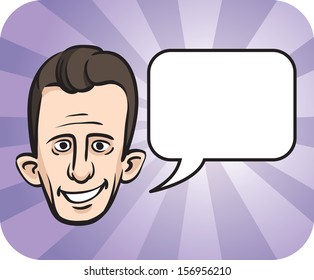 Vector illustration of big eared face with speech bubble. Easy-edit layered vector EPS10 file scalable to any size without quality loss. High resolution raster JPG file is included.