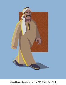 Vector illustration of big Egyptian man in galabiya from upper Egypt 