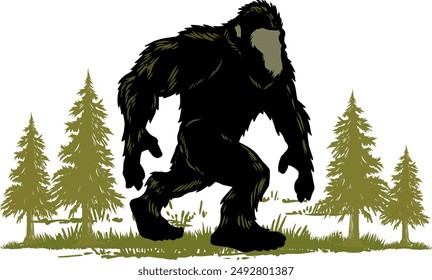 Vector Illustration a Big Foot creature clipart