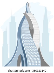 Vector illustration of a big futuristic skyscraper