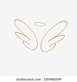 Vector illustration of big golden wings