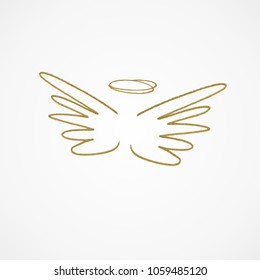 Vector illustration of big golden wings