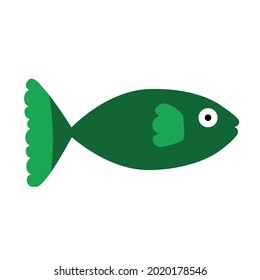 Vector illustration of a big green fish. Isolated on white background.