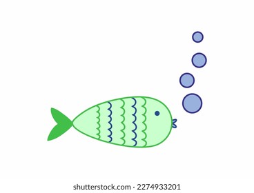 Ilustración vectorial de un gran pez verde. Aislado sobre fondo blanco.