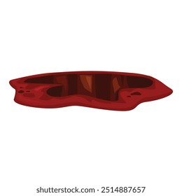 Ilustración vectorial de una trampa de gran agujero cubierta con tela roja, creando una situación peligrosa