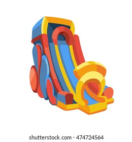 Vector illustration of big inflatable slides isolate on white background. Picture in modern flat style