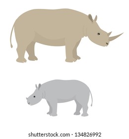 Vector illustration of big and little rhino