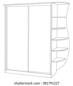 Vector illustration of big and modern wardrobe