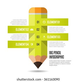 Vector illustration of big pencil infographic design element.