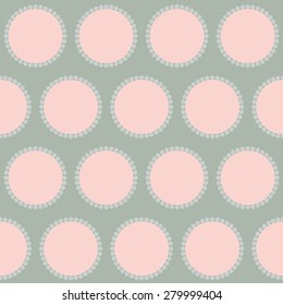vector illustration of big polka dots pattern, in pastel colors, on gray  background