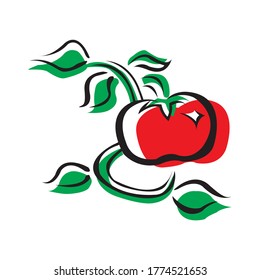 Ilustración vectorial de tomate fresco rojo maduro grande aislado en fondo blanco en EPS10