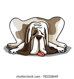 Vector illustration. A big sad dog. Can be used for printing postcards, New Year's cards, in the year of the dog, for illustrations of children's books and decoration of shops for dogs, pet shops.