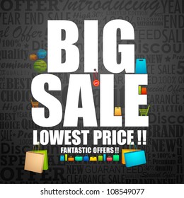 vector illustration of big sale poster with different element