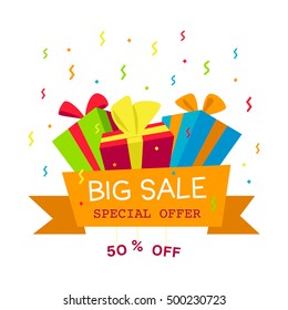 Vector illustration. Big sale poster. 