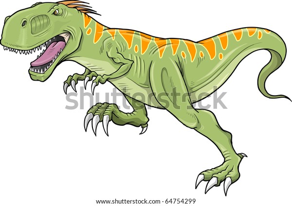 Vector Illustration Big Scary Green Trex Stock Vector (royalty Free 