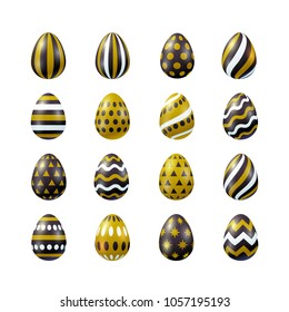 Vector illustration, big set of 3d realistic Easter eggs. Eps 10 file.