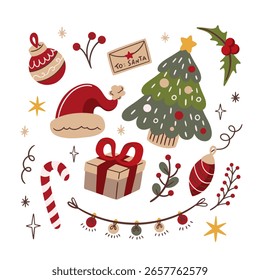 Ilustración vectorial gran conjunto de iconos de Navidades en estilo plano.