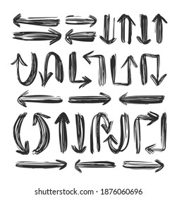 Ilustración del vector: Big Set de flechas negras dibujadas por la mano.
