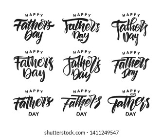 Vector illustration: Big set of Handwritten brush calligraphic type lettering of Happy Father's Day