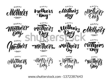 Vector illustration: Big set of Handwritten lettering compositions of Happy Mother's Day isolated on white background.