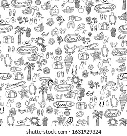 
Vector illustration. Big set on the summer theme on an isolated white background. Cute elements. Design of covers, prints, wrapping paper.