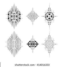vector illustration big set pieces ethnic ornaments and elements to create brushes, background design elements and graphics