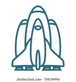 Vector illustration of big space shuttle icon isolated on white.