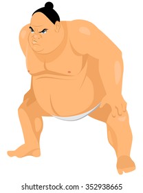 Vector illustration of a big sumo wrestler