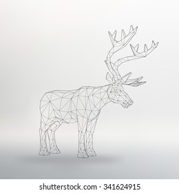 Vector illustration big tail buck. The structural grid of polygons. Abstract Creative concept deer vector background. Molecular lattice. Polygonal design style letterhead and brochure