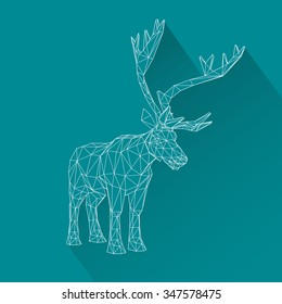 Vector illustration big tail buck. The structural grid of polygons. Abstract Creative concept deer vector background. Molecular lattice. Polygonal design style letterhead and brochure