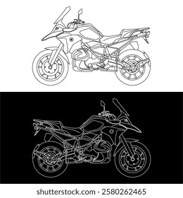 Vector illustration of a Big Trail motorcycle, highlighting performance, freedom, and the spirit of off-road journeys.