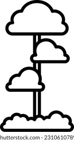 Vector illustration of a big tree line icon. Leafy tree. Tropical jungle tree. Nature.
