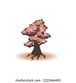 Vector illustration Big trees in autumn on isolate white background.
