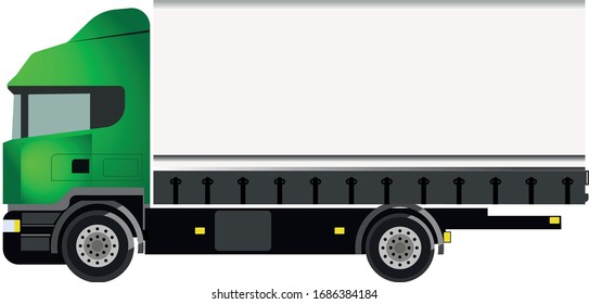 Vector illustration big truck 7 tons. Background for advertising.
