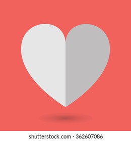 Vector illustration of the big white heart made of white paper standing on the red background.
Simple and modern shape and texture for the valentine's day.