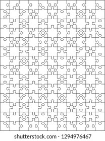 Vector illustration of big white puzzle, separate parts
