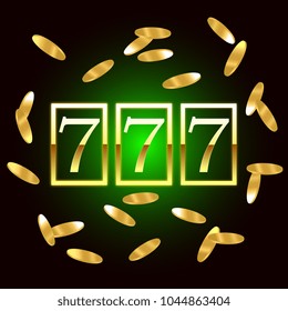 Vector illustration. Big win slots 777 for banner casino jackpot.