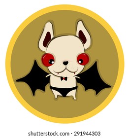 vector illustration of big-devil-bulldog cartoon  drawing style