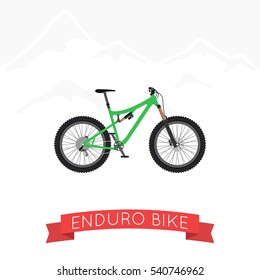 Vector illustration of bike for enduro in flat style.