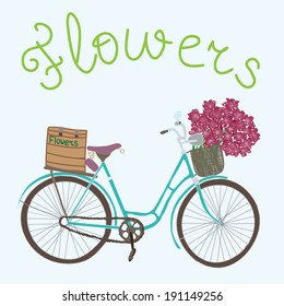 Vector illustration with bike with flowers