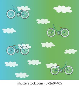 vector illustration bike. silhouette  sketch. art illustration. Vintage graphic for fabric, postcard, greeting card, book