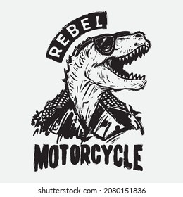 Vector illustration of biker cartoon dinosaur